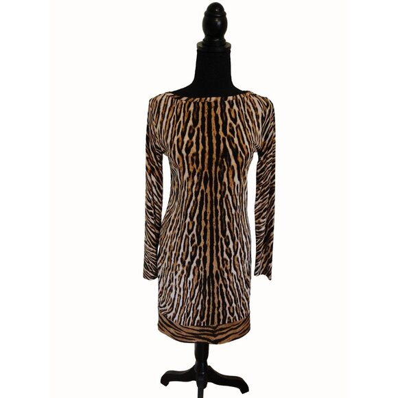 Michael Kors Animal Print Sheath Dress Long Sleeve Womens Size XS - Picture 1 of 8